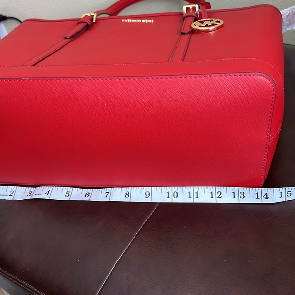 Michael Kors Jet Set Travel Large Shoulder Tote Leather Flame - Picture 12 of 15